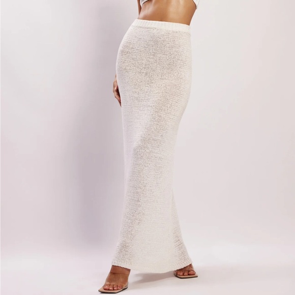 MESHKI | Mary Knit Maxi Skirt in White - Picture 1 of 1